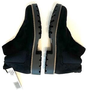 Esprit W-9M Black Ankle Boots Faux Suede Chunky Treaded Sole NWT